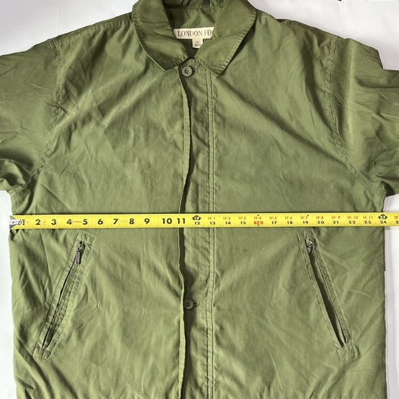 London Fog Green Windbreaker Style Full Zip Jacket Button Overlay Men Size Large - Picture 12 of 16